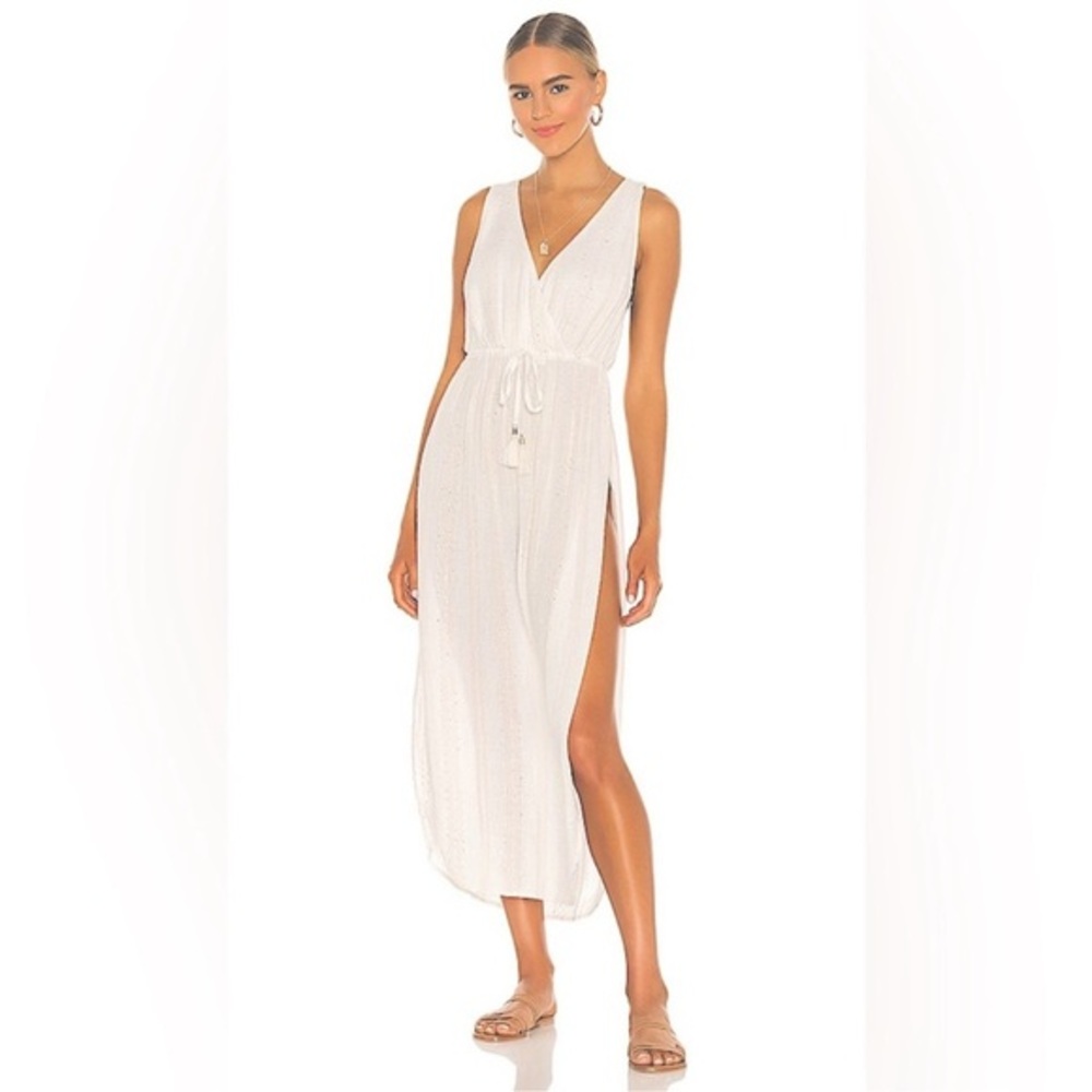 L*SPACE Cream Kenzie Dress Cover up Open Sides Midi Size Large